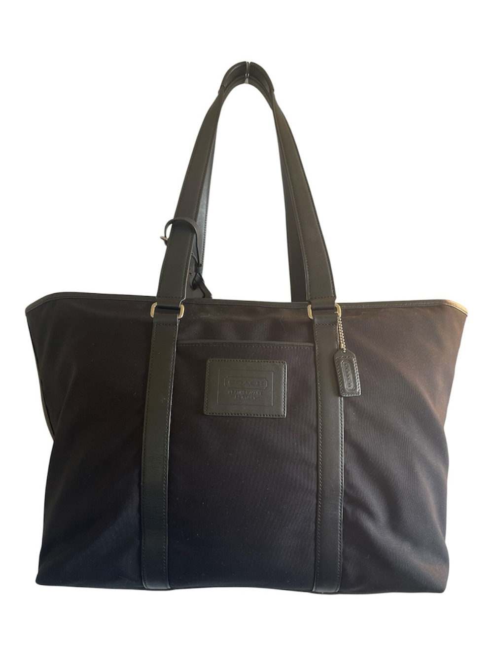 Coach Large Black Nylon & Leather Travel Tote #F77002
